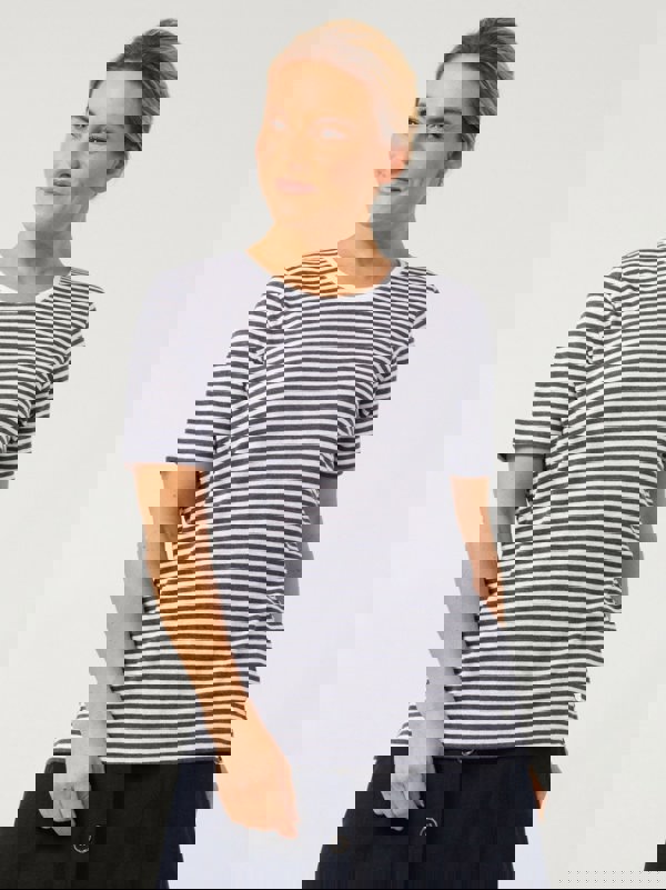 PennyPlain Printed Stripe Top - Navy