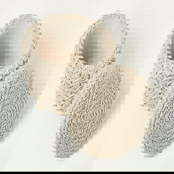 HOMESCAPES Indy Macrame Storage Footstool - 43 cm Tall