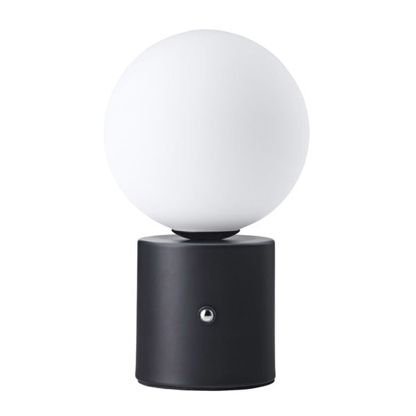 Matt Black Rechargeable Touch Dimmable Table Lamp with Opal Glass Globe  Shade Image 1