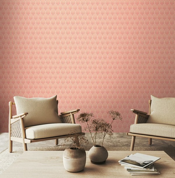 Hoopla Walls Retro Arch - Blush Pink 10m Wallpaper