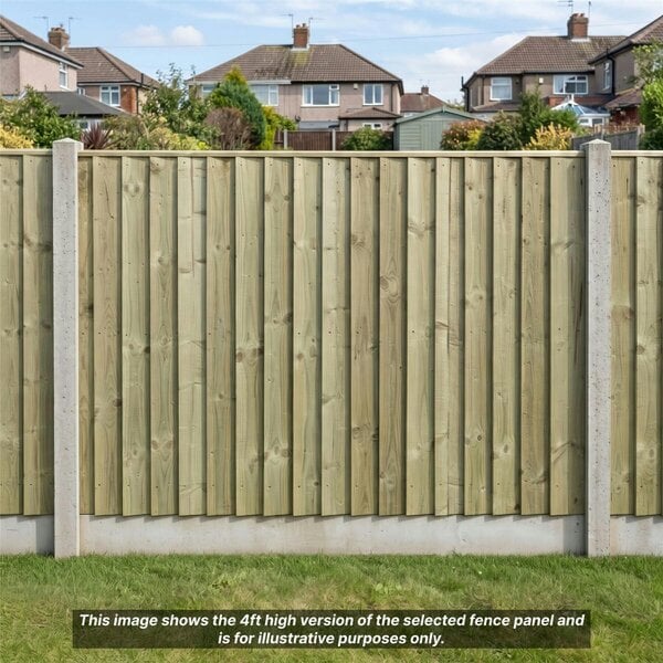 Premier Garden Supplies Flat Top Feather Edge Semi-Braced Fence Panel - 5 Pack H: 5ft x W: 6ft (182.8cm) - Wood - Pressure Treated (Tanalised)