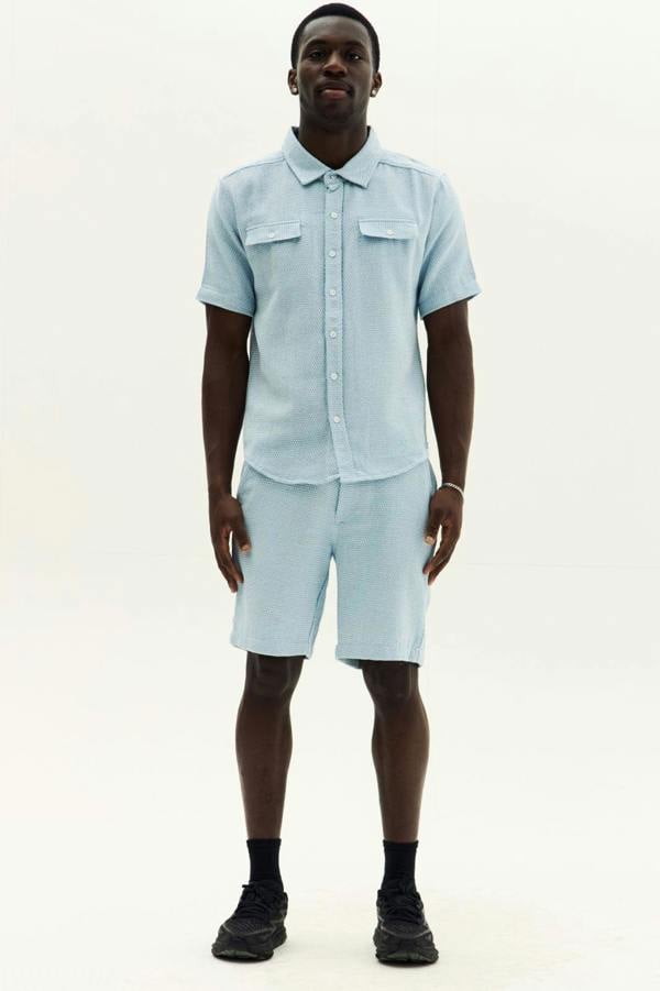 Men’s Slim Fit Textured Shirt & Shorts Co-Ord Set