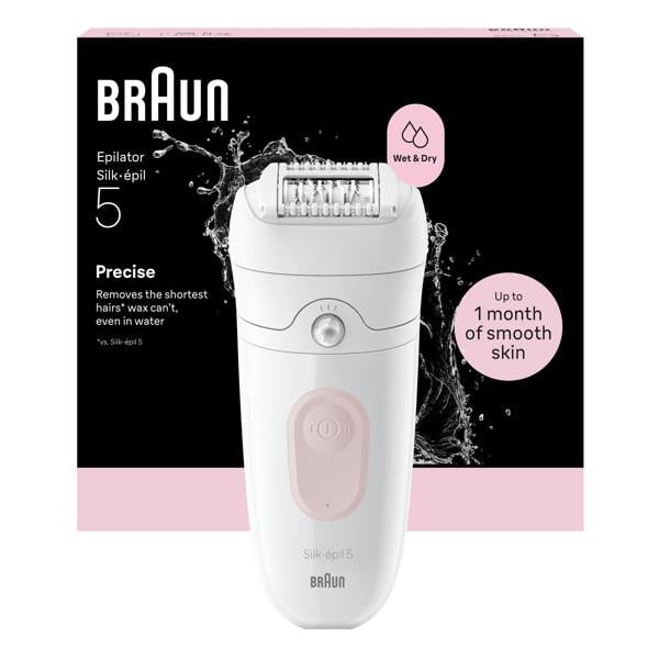 Braun Silk·épil 5, Wet & Dry Epilator, Easy Hair Removal, Lasting Smooth Skin, 5-000, Flamingo Pink
