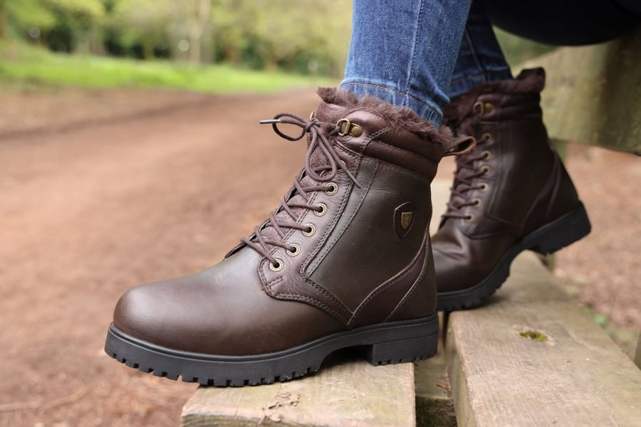 Moretta Women's Varese Leather Lace Up Country Boots - Brown