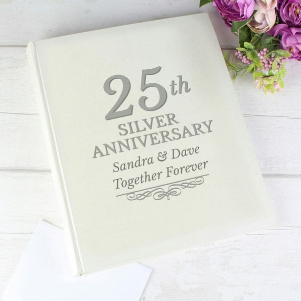 Personalised Memento Company Personalised 25th Silver Anniversary Traditional Photo Album