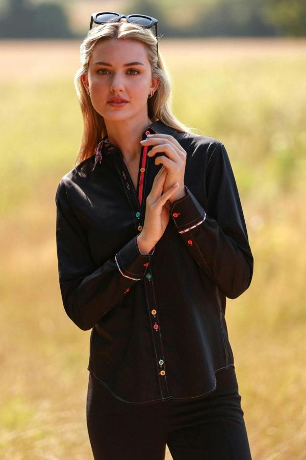 CLASSIC WOMENS PLAIN SHIRT WITH HOUNDSTOOTH INSERT - Premium Men's Patterned Shirt by Claudio Lugli | Bold Design, Tailored Fit, Best Printed Shirts