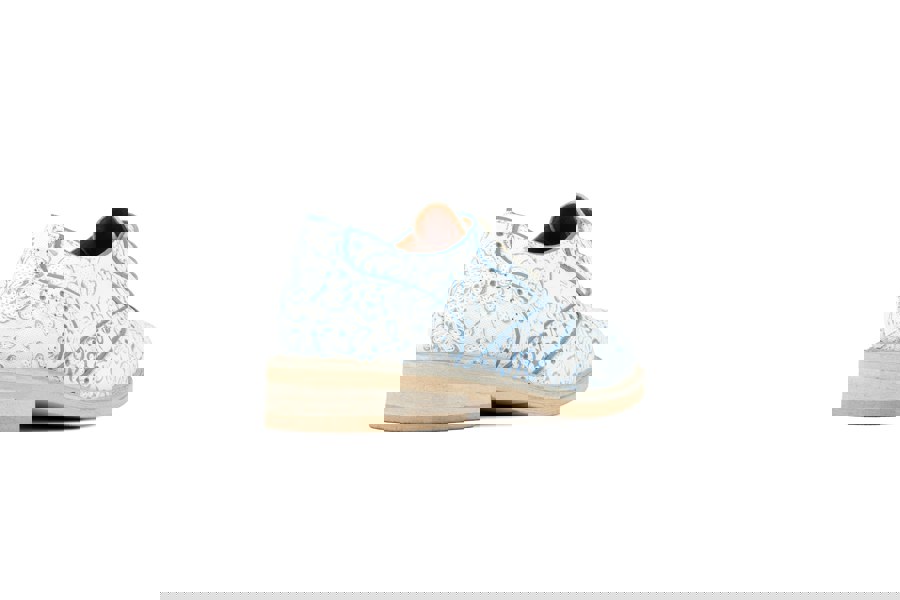 Embassy London Brick Lane - White Flowers - Women's contrast leather lace-up brogue