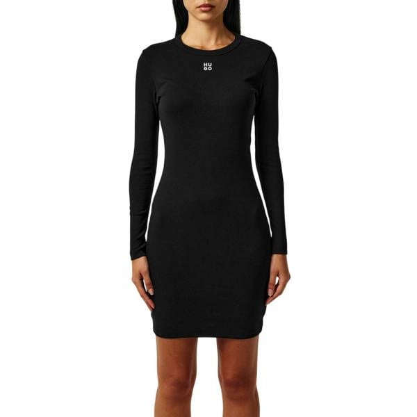 Hugo Womens/Ladies Crew Neck Long-Sleeved Bodycon Dress - Black - 