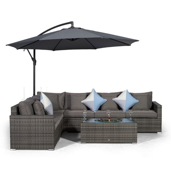 Giardino Havana 6 Seat Rattan Corner Sofa Set with Drinks Cooler Coffee Table