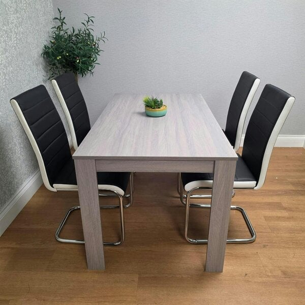 Kosy Koala Dining Table With 4 Chairs Grey Dining Set With 4 Black Chairs Dining Furniture