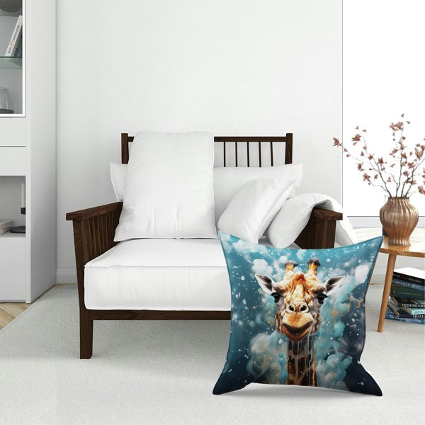 Warren Reed Splashart Giraffe Face Floor Cushion