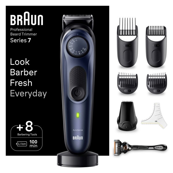 Braun Beard Trimmer Series 7 BT7421, Trimmer With Barber Tools And 100-min Runtime