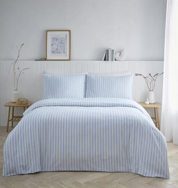 Pencil Stripe Blue Duvet Cover Set