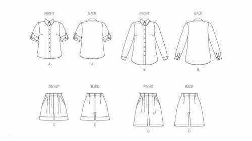 Butterick Sewing Pattern 6946, Shirts, Tops, Shorts for Women, D5 (4-6-8-10-12) - Easy
