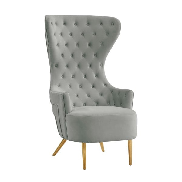 Furniture Edit Jezebel Grey Velvet Wingback Accent Occasional Chair