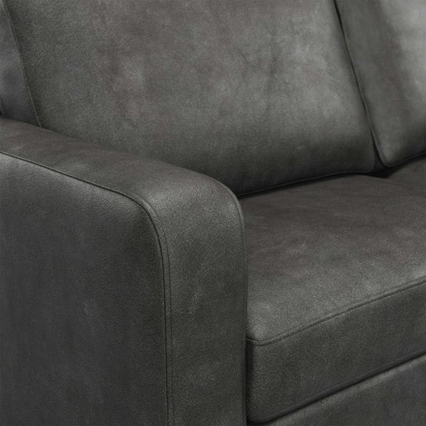 Furnishings For Less York Black Faux Leather 2-Seater Sofa
