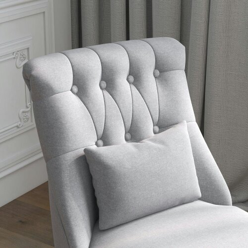 Wyld Haus Sava Grey Set Of 2 Armless Button Tufted Tub Chairs With Linen Upholstery
