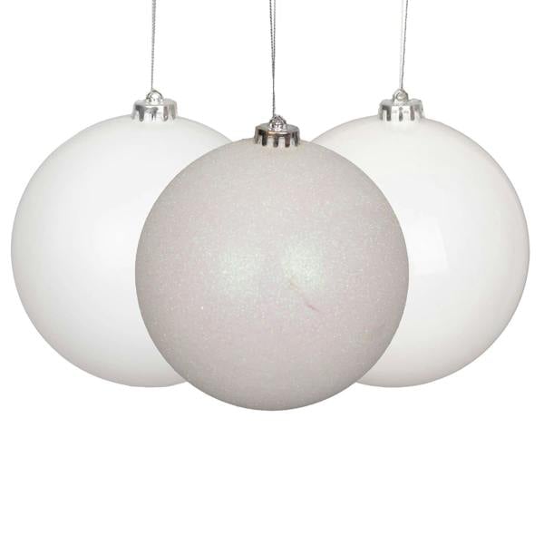 Shatchi White PVC Christmas Baubles Pack Sizes, Shatterproof 10cm Hanging Decorations for Tree and Home - 6 Pack - PVC - White