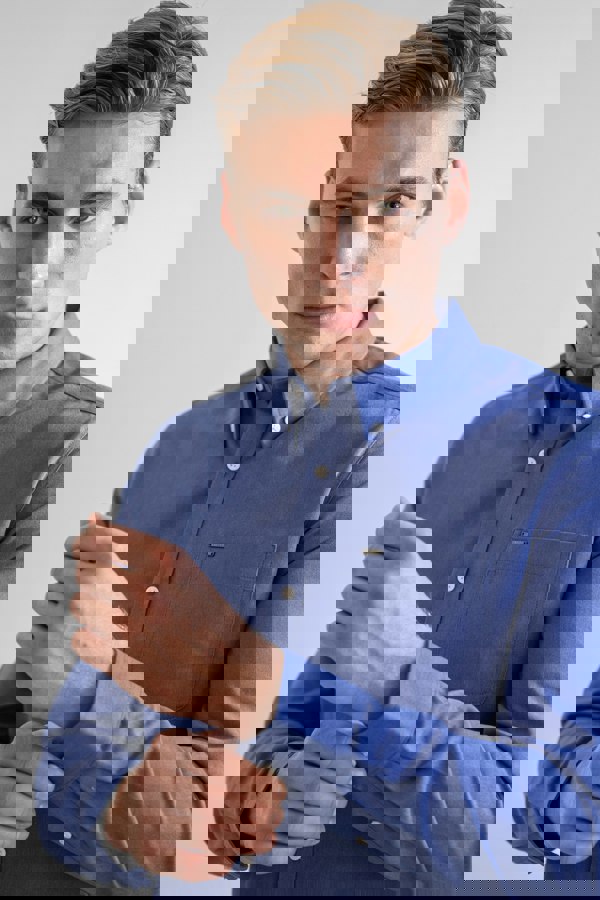 ENORSIA Mens Button Down Collar Long Sleeve Shirt