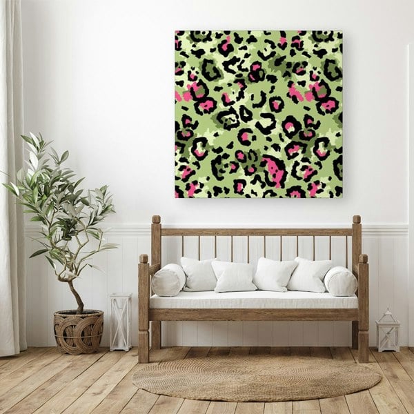 Warren Reed Green And Pink Leopard Print Canvas