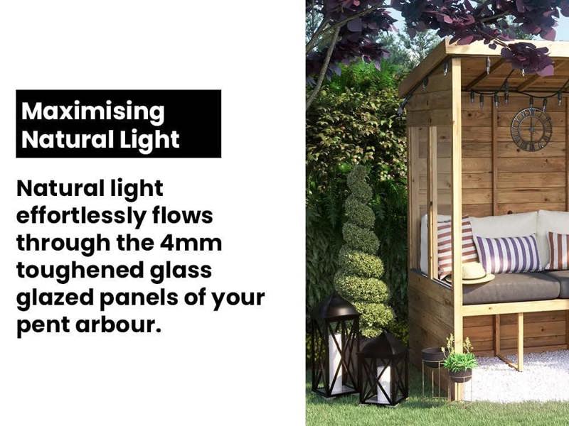 Dunster House Garden Arbour With Glazed Panels, W2.4m x D1.2m / W8' x D4', Pressure Treated, Apocallipo