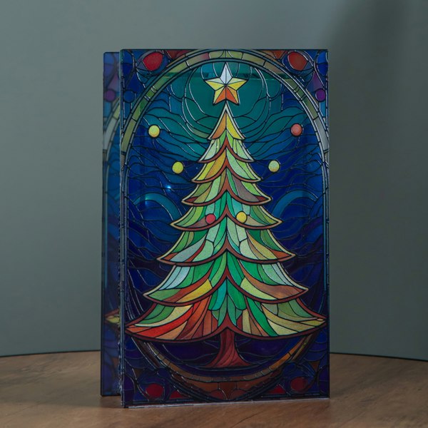 Samuel Alexander 21cm Battery Operated Double Sided Stained Glass Christmas Tree Decoration with LEDs