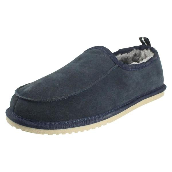 Hush Puppies Mens Hush Puppies Suede Leather Faux Fur Cosy Loungewear Slippers Charles