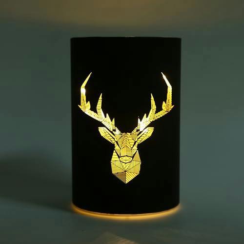 17cm Christmas Decorated Glass Vase LED Table Lamp with Stags Head Festive Scene image 4