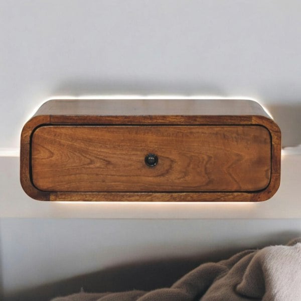 Artisan Furniture Avora Wall-Mounted Honey Caramel 1 Drawer Nightstand