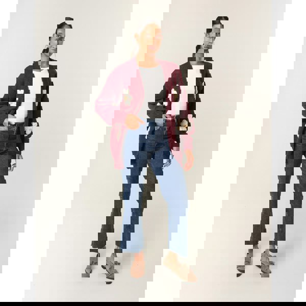 Blue Vanilla Daisy Large Flower Cardigan - Wine