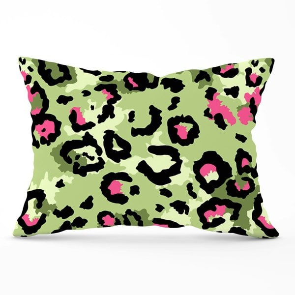 Warren Reed Green And Pink Leopard Print Cushions