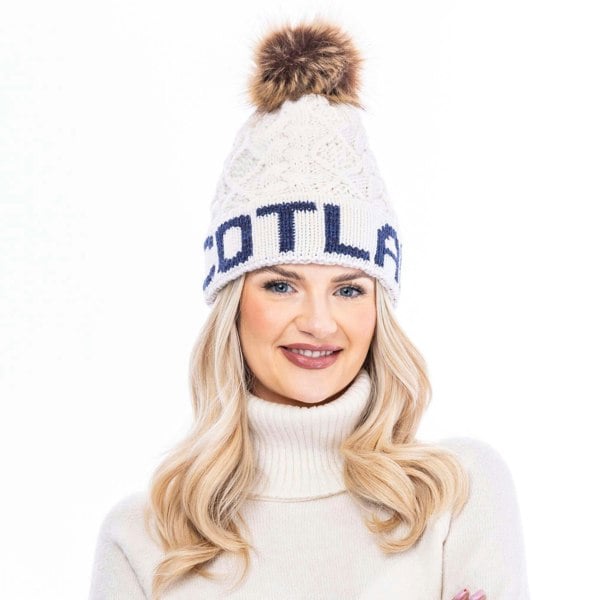 Aran Traditions Aran Diamond Cable SCOTLAND Pom Pom Hat