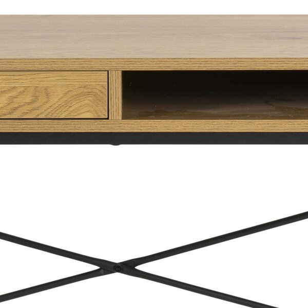 Wyld Haus El Paso Office Desk 1 Drawer Black Metal and Wild Oak Effect