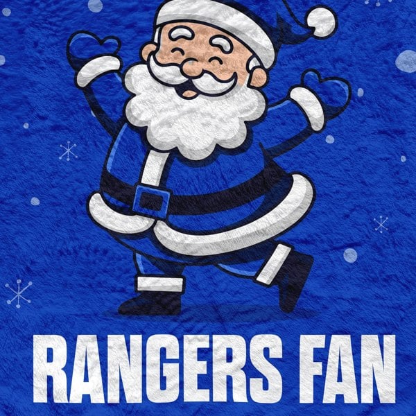 BritishmadeGifts Santa is a Rangers Football Fan - Luxury Fleece Blanket 150cm X 150cm