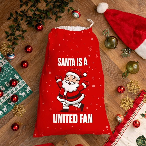 BritishmadeGifts Santa is a United Fan - Football Fan Santa Sack