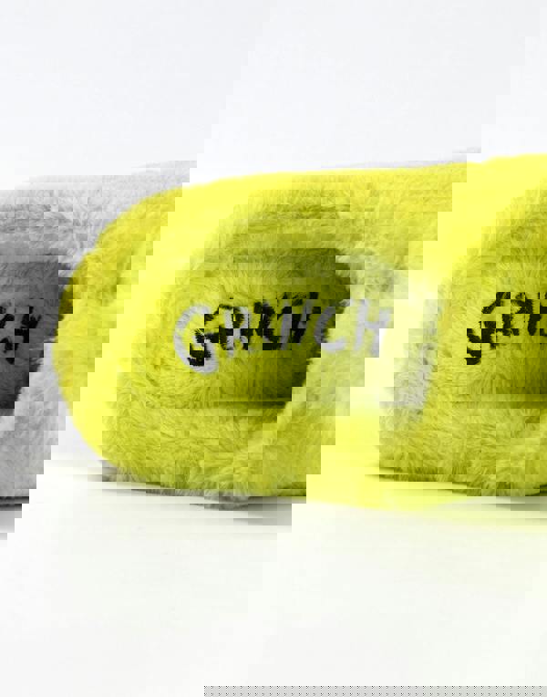 The Grinch Mens Green Embroided Face Mule Slippers