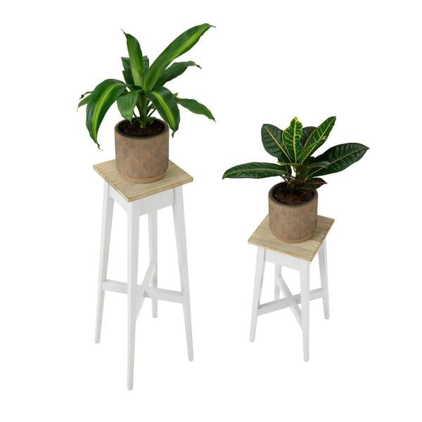 Statement Furniture Florence Plant Stands Set of 2, Tall Small Wooden Plant Holders Assembled
