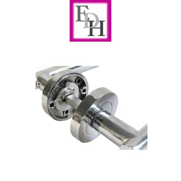 EDH Door Hardware Modern Chrome Straight T-Bar Door Handles with Round Rose + Tubular Latch