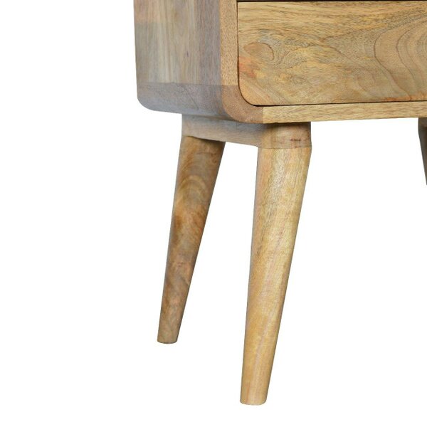 Wyld Haus Trapani Curved Oak Mango Wood Bedside Table 2 Drawers