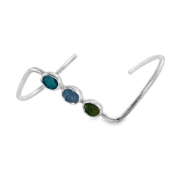 Reeves & Reeves Trio Rough Stone Cuff Bracelet in Sterling Silver