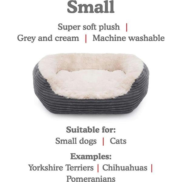 Rosewood Grey Jumbo Cord/Plush Dog Bed (Small)