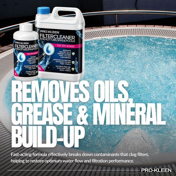 ProKleen Pro-Kleen Hot Tub Pool & Spa Filter Cartridge Cleaner 5L-10 Treatments Improves Efficiency-Deeply Cleans and Removes Oils