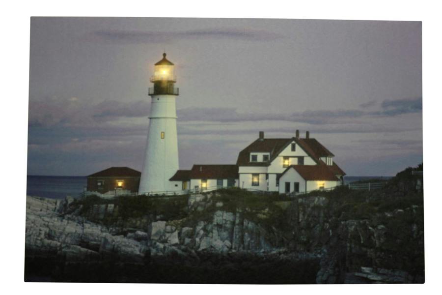 The Garden Marketplace Large Lighthouse Scene Canvas Picture Print with 6 LED Lights, Wooden Frame Wall Art with Side Switch, 60cm x 40cm