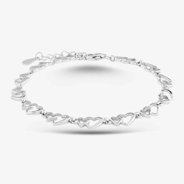 T. H. Baker Sterling Silver Open Heart 7.5 Inch Bracelet B613528