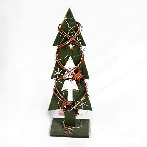 30cm Green Tree Wooden LED Tree Tabletop Centrepiece Christmas Holiday Home decoration with 20 Warm white LEDs Green Tree image 3