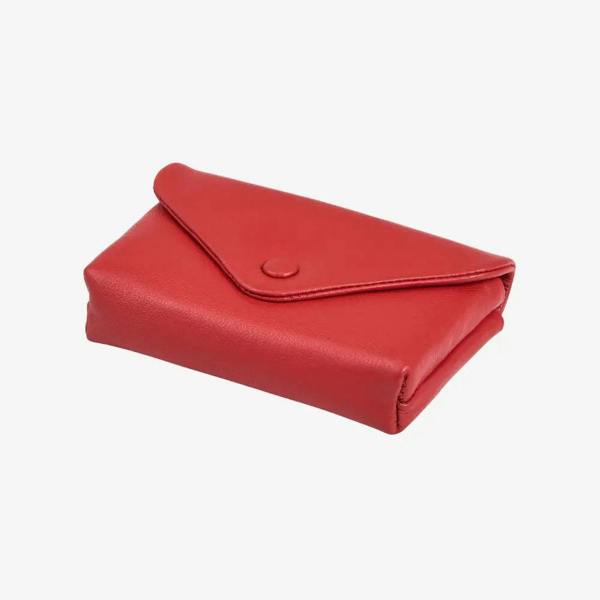 Miami leather small envelope coin purse in red real leather