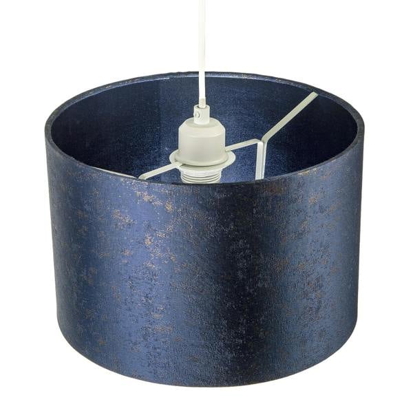 Midnight Blue Jacquard Fabric Lamp Shade with Gold Foil Fleck Accents Image 3