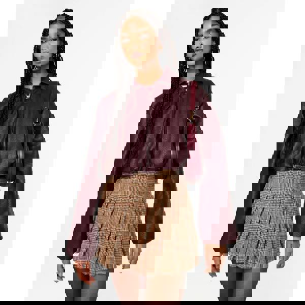 Pink Vanilla Faux Leather Puffball Jacket