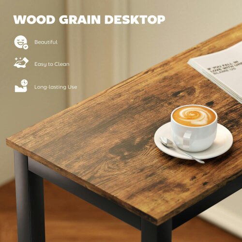 Wyld Haus Bazila Rustic Brown Wood Effect Rectangular Bar Table Industrial Breakfast Dining Design
