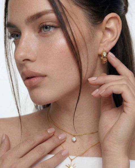 Elk & Bloom Chubby 14k Gold Gemstone Huggie Hoops